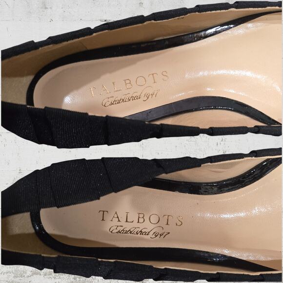 Talbots Black Canvas Almond Toe Slip On Pleated Classic Ballet Flats Size 6 - Picture 9 of 13